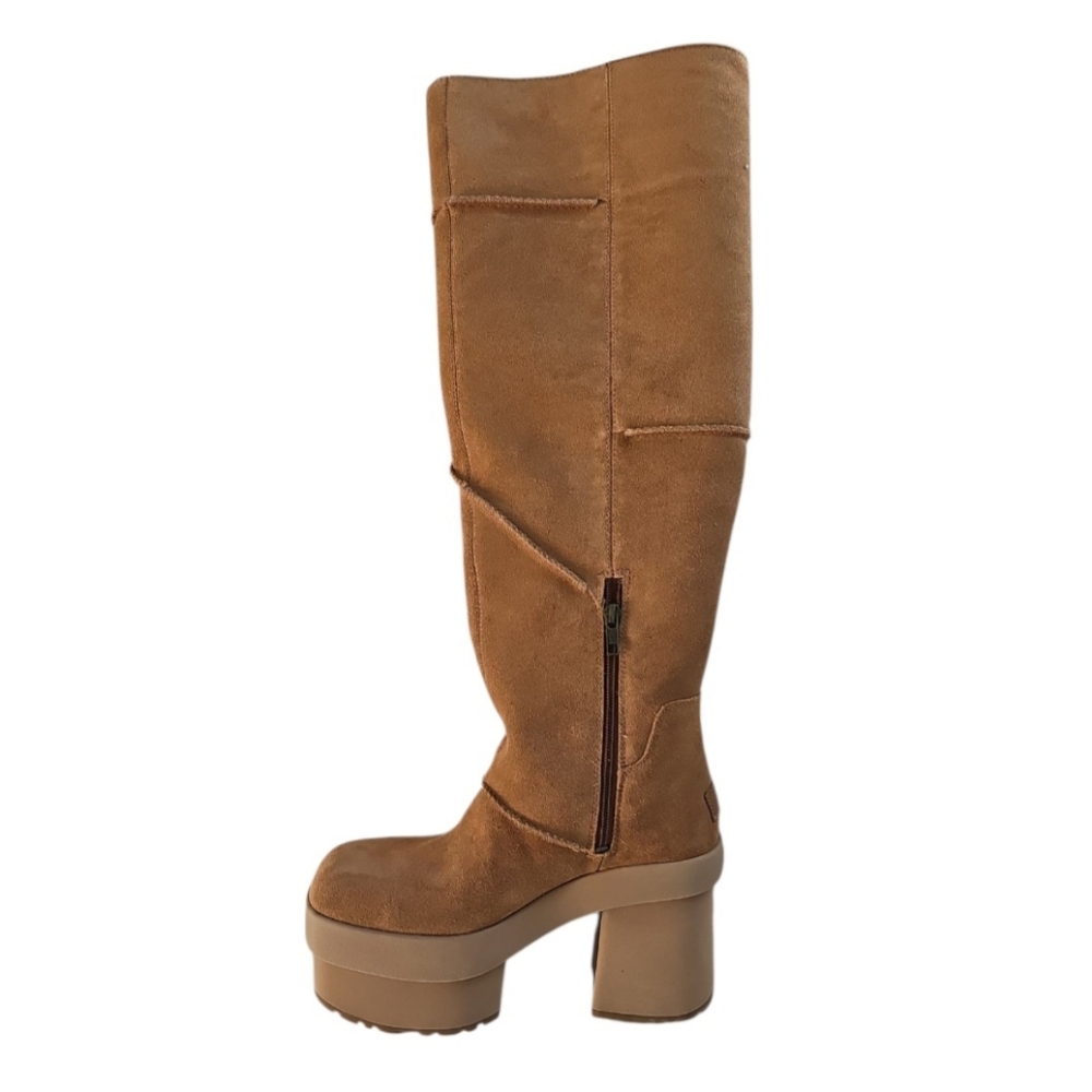 UGG New Heights Platform Xtra Tall Chestnut Boots Womens Size 7.5 S/N 1157911